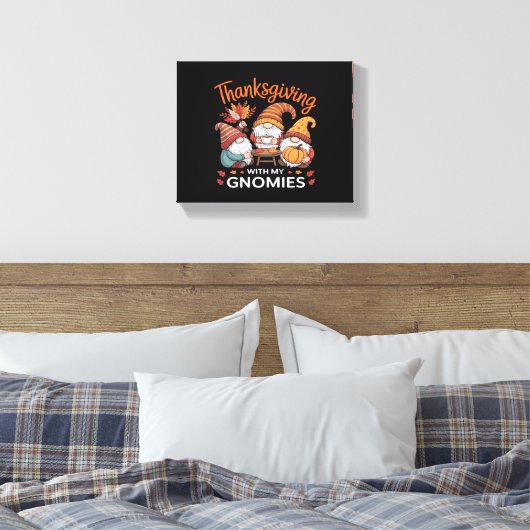 Thanksgiving Gnome Herfst Leopard Turkije Essentia Canvas Afdruk (Insitu (Slaapkamer))