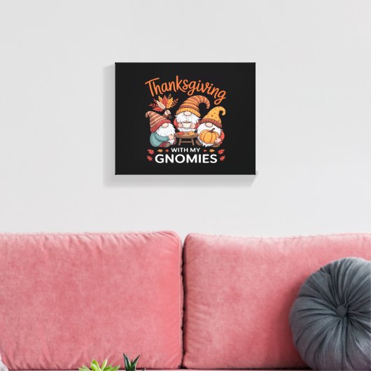 Thanksgiving Gnome Herfst Leopard Turkije Essentia Canvas Afdruk (Insitu (Woonkamer))