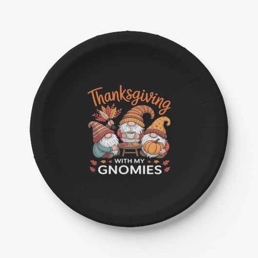 Thanksgiving Gnome Herfst Leopard Turkije Essentia Papieren Bordje (Voorkant)