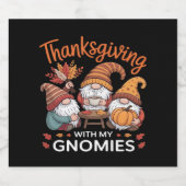 Thanksgiving Gnome Herfst Leopard Turkije Essentia Sparkling Wijnetiket (Enkel label)