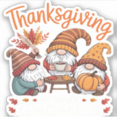 Thanksgiving Gnome Herfst Leopard Turkije Essentia Sticker (Voorkant)
