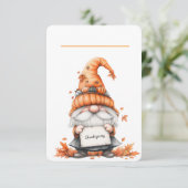 Thanksgiving Gnome Place Card with Floral Back (Staand voorkant)