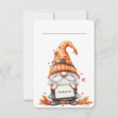 Thanksgiving Gnome Place Card with Floral Back (Voorkant)