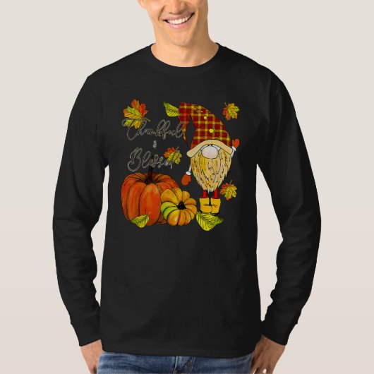 Thanksgiving Gnome Thankful & Blessed T-shirt (Voorkant)