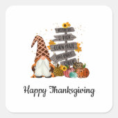 Thanksgiving Gnomen, Herfst, herfst, Pumpkins Part Vierkante Sticker (Voorkant)