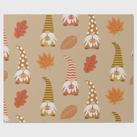 Thanksgiving Gnomen met herfstbladeren Cadeaupapier (Vlak)
