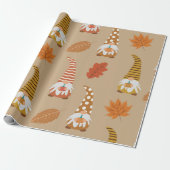 Thanksgiving Gnomen met herfstbladeren Cadeaupapier (Uitgerold)