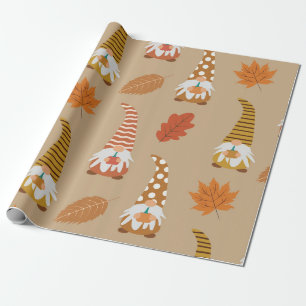 Thanksgiving Gnomen met herfstbladeren Cadeaupapier