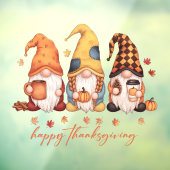 Thanksgiving Gnomen Venster Cling Raamsticker (Vel 3)