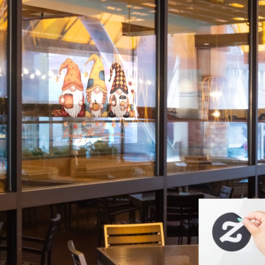 Thanksgiving Gnomen Venster Cling Raamsticker (Restaurant Raam)