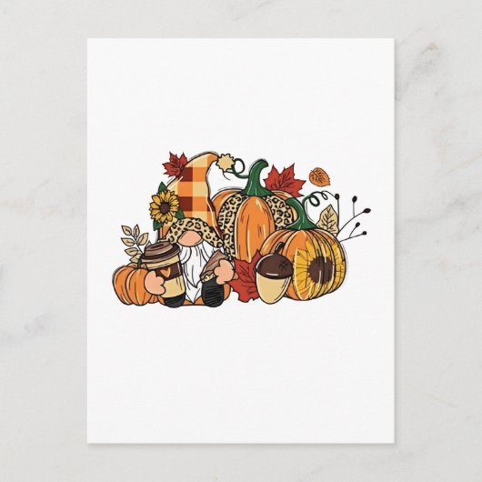 Thanksgiving Gnomes Fall Leaves Gnomes Funny Herfs Feestdagenkaart (Voorkant)