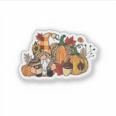 Thanksgiving Gnomes Fall Leaves Gnomes Funny Herfs Sticker (Voorkant)