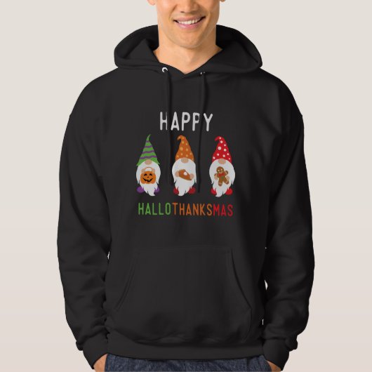 Thanksgiving Gnomes Happy Hanksmas Halloween Hoodie (Voorkant)