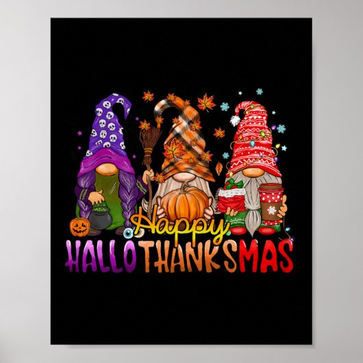 Thanksgiving Gnomes Happy Hanksmas Halloween Poster (Voorkant)