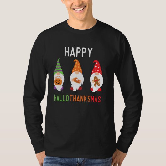 Thanksgiving Gnomes Happy Hanksmas Halloween T-shirt (Voorkant)