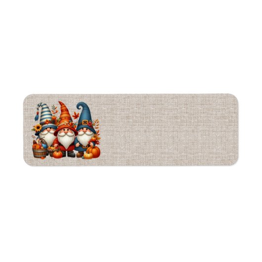 Thanksgiving Gnomes Trio Adresetiketten Etiket (Voorkant)