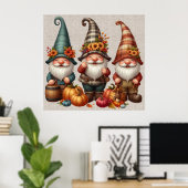 Thanksgiving Gnomes Trio Art Poster (Thuiskantoor)