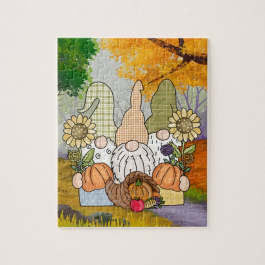 Thanksgiving Gnomes Trio Puzzle Legpuzzel (Verticaal)