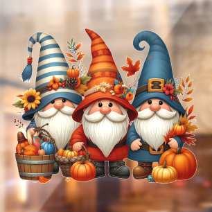 Thanksgiving Gnomes Trio Window Cling Raamsticker