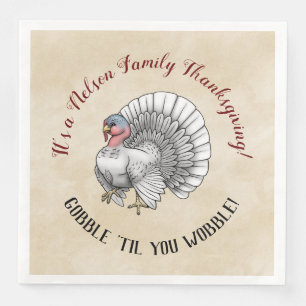 Thanksgiving "Gobble "til you wobble!" Kalkoen Servet