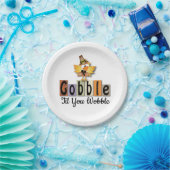 Thanksgiving Gobble Til You Wobble Turkey Papieren Bordje (Feest)