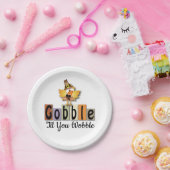 Thanksgiving Gobble Til You Wobble Turkey Papieren Bordje (Feest)