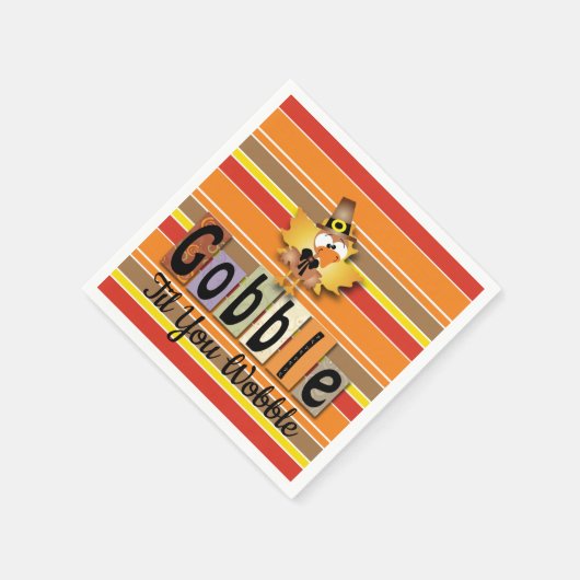 Thanksgiving Gobble Til You Wobble Turkey Servetten (Hoek)