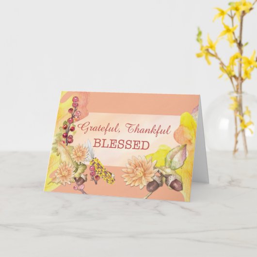 Thanksgiving Godsdienst dankbaar Gelukkig Gezegend Kaart (Gele Bloem)