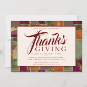 Thanksgiving Gold Burgundy Marble Dinner Kaart (Voorkant)