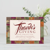 Thanksgiving Gold Burgundy Marble Dinner Kaart (Staand voorkant)