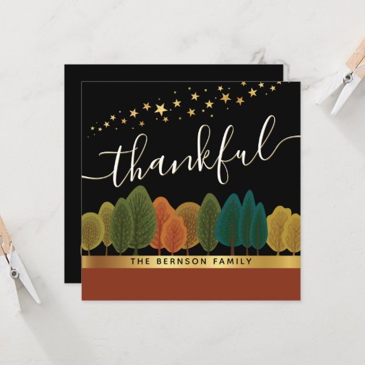 Thanksgiving Gold Glitter Greeting Kaart (Voorkant / Achterkant in situ)