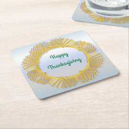 Thanksgiving Gold Lace Geometric Cirkel op Zilver Kartonnen Onderzetters