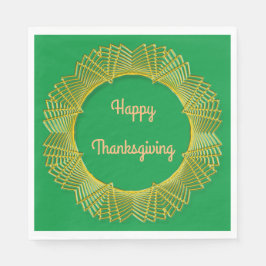 Thanksgiving Gold Lace Geometrische cirkel op groe Servet