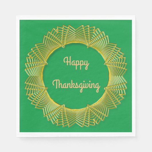 Thanksgiving Gold Lace Geometrische cirkel op groe Servet (Voorkant)