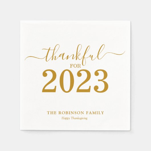 Thanksgiving Gold Script gepersonaliseerd Servet (Voorkant)