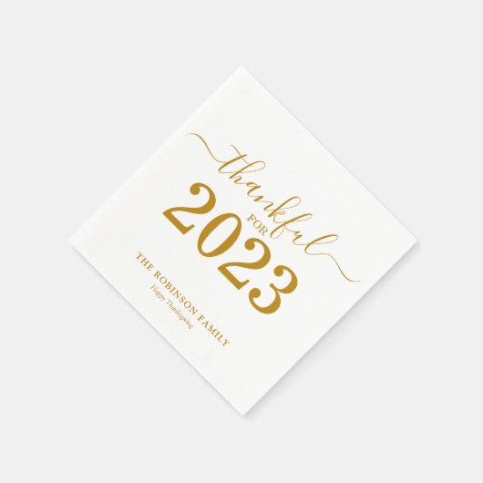 Thanksgiving Gold Script gepersonaliseerd Servet (Hoek)