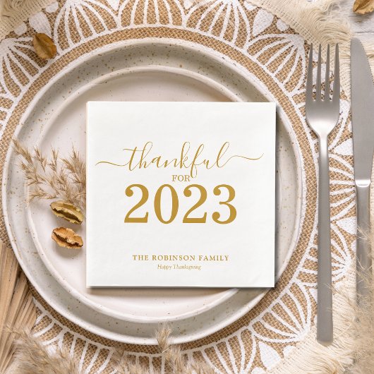 Thanksgiving Gold Script gepersonaliseerd Servet