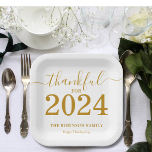 Thanksgiving Gold Script Modern Papieren Bordje