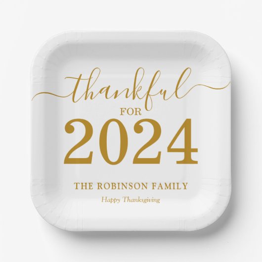 Thanksgiving Gold Script Modern Papieren Bordje (Voorkant)