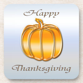 Thanksgiving Golden Pumpkin op Silver Background Bier Onderzetter