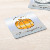 Thanksgiving Golden Pumpkin op Silver Background Kartonnen Onderzetters (Schuin)