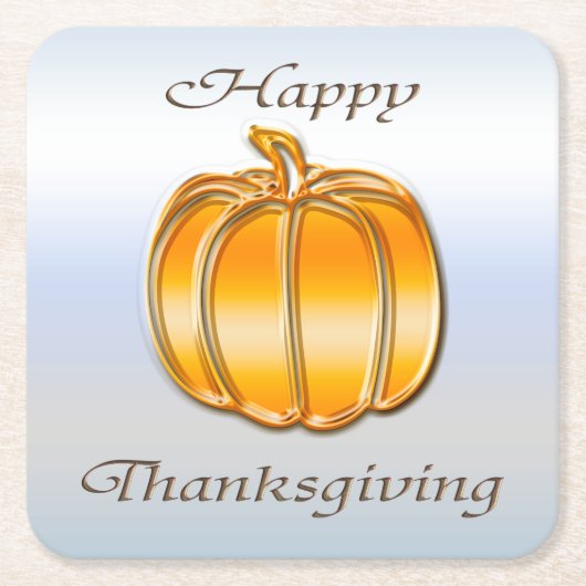 Thanksgiving Golden Pumpkin op Silver Background Kartonnen Onderzetters (Voorkant)