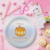 Thanksgiving Golden Pumpkin op Silver Background Papieren Bordje (Feest)