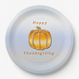 Thanksgiving Golden Pumpkin op Silver Background Papieren Bordje