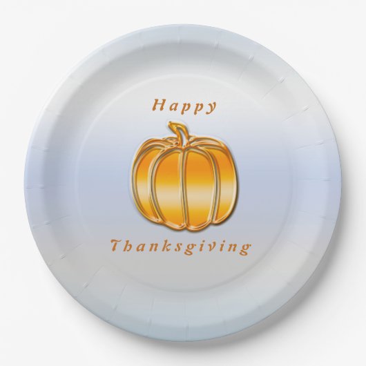 Thanksgiving Golden Pumpkin op Silver Background Papieren Bordje (Voorkant)