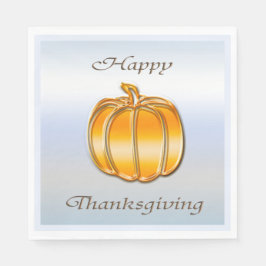 Thanksgiving Golden Pumpkin op Silver Background Servet