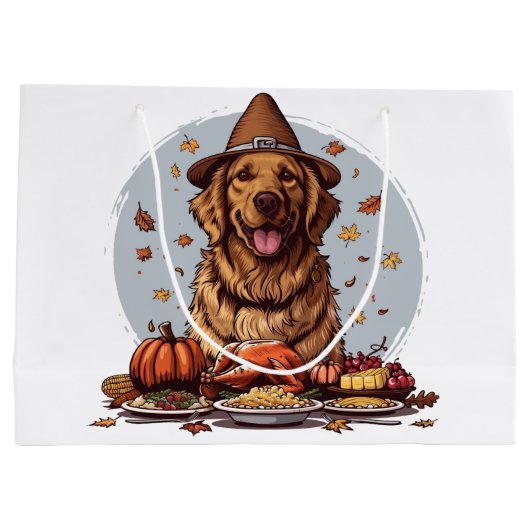 Thanksgiving Golden Retriever Groot Cadeauzakje (Achterkant)