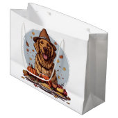 Thanksgiving Golden Retriever Groot Cadeauzakje (Voorkant Gekanteld)
