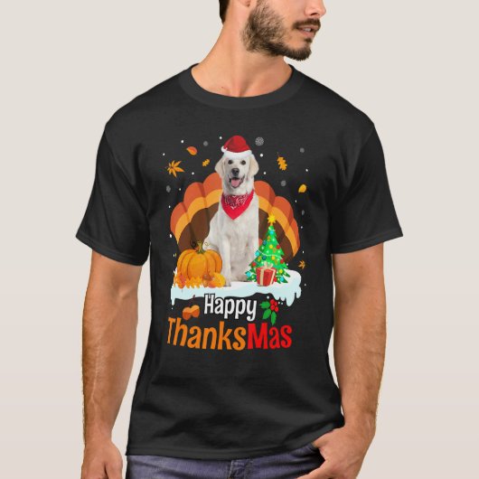 Thanksgiving Golden Retriever Happy Christmas Than T-shirt (Voorkant)