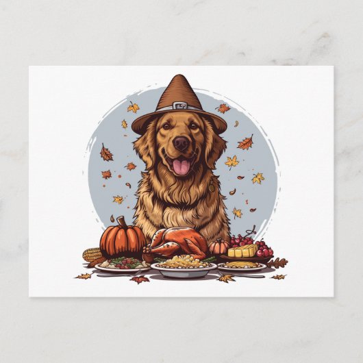 Thanksgiving Golden Retriever-hond Briefkaart (Voorkant)